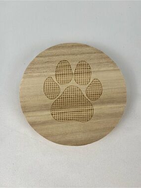 Sand + Fog Sand + Paws 2 Wick 12oz Candle Replacement Wood Toned Lid Paw Print